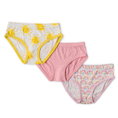 Rainbows & Sunshine Girl's Bamboo Viscose  Brief Underwear - 3 Pack