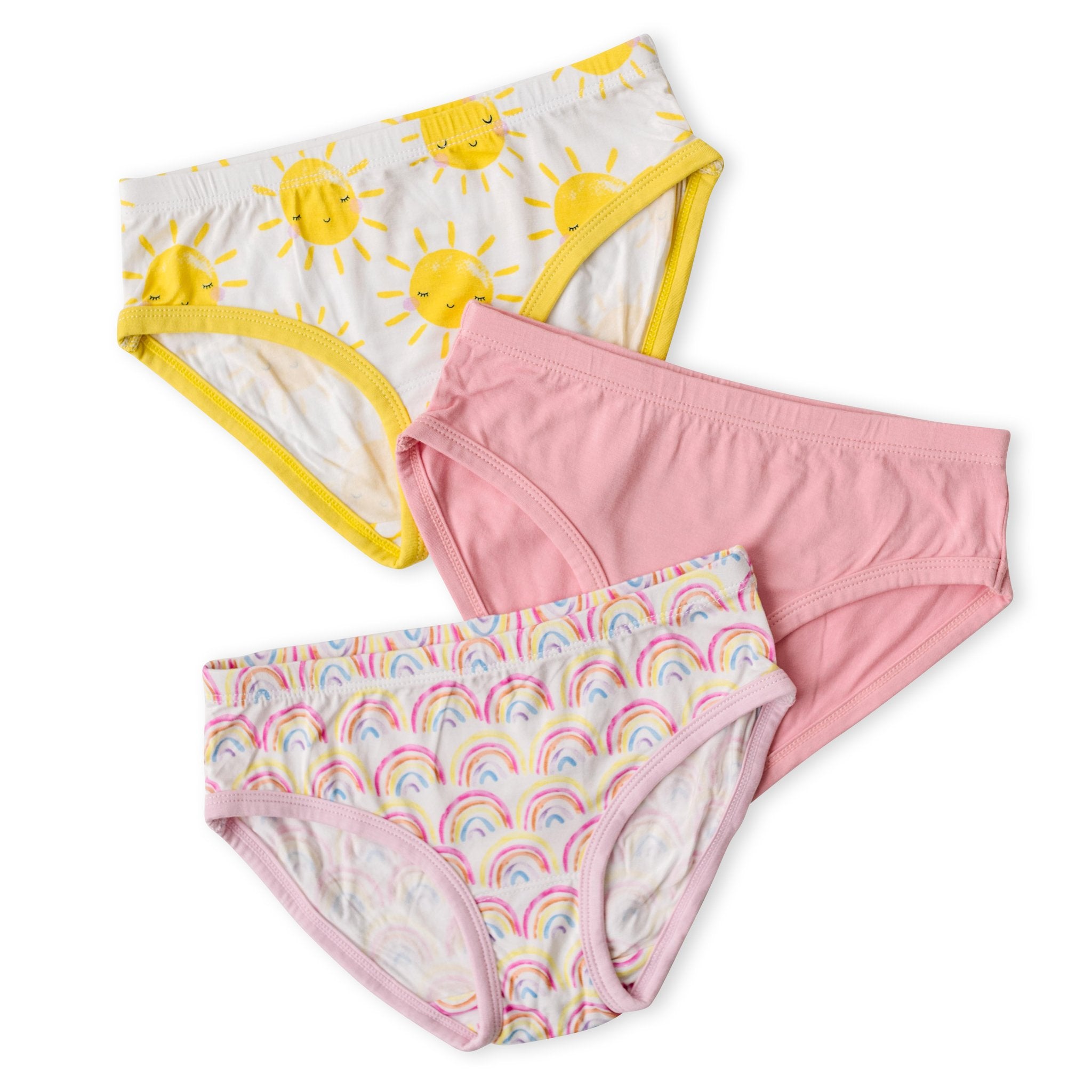 Rainbows & Sunshine Girl's Bamboo Viscose  Brief Underwear - 3 Pack