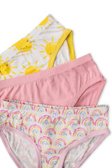 Rainbows & Sunshine Girl's Bamboo Viscose  Brief Underwear - 3 Pack