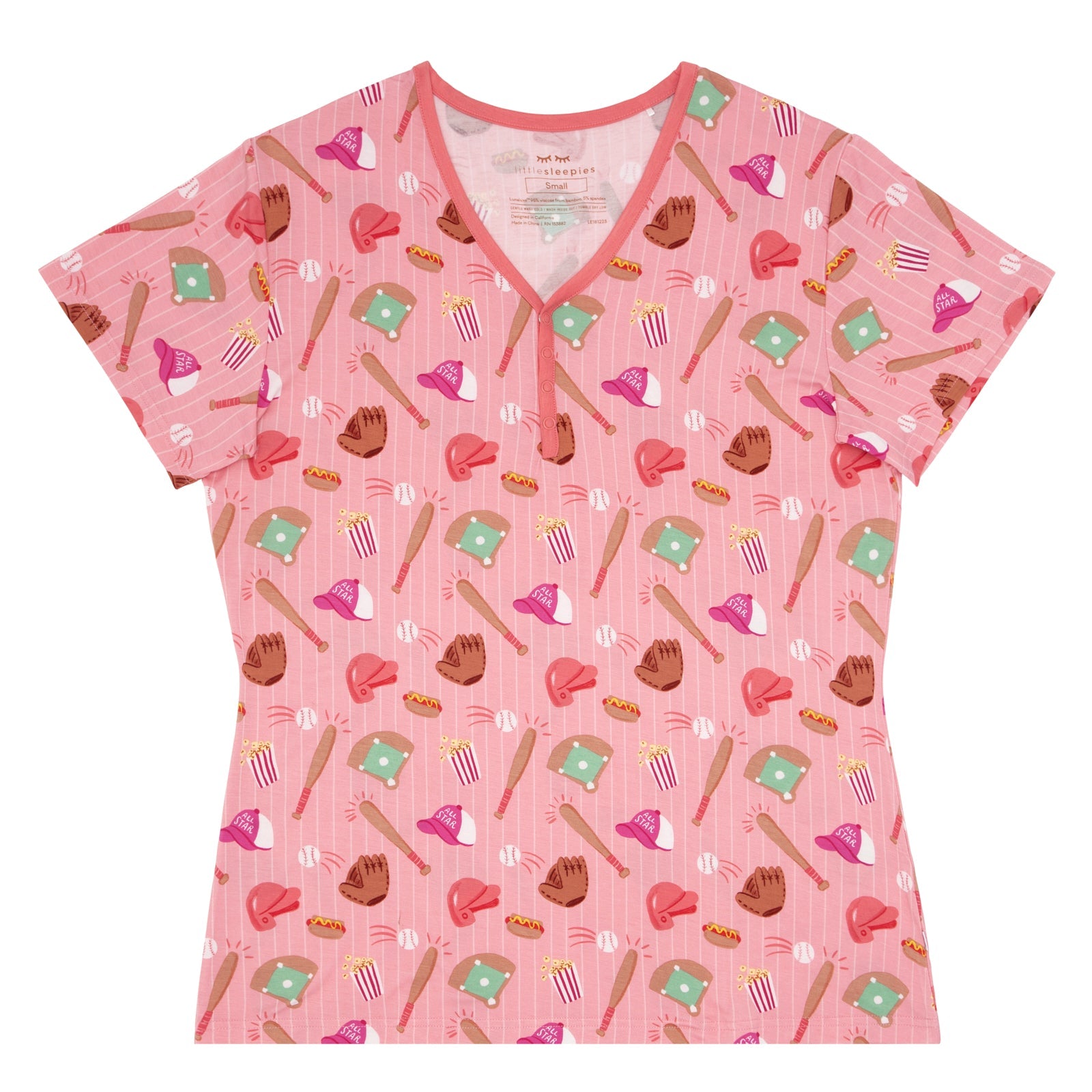 Pink All Stars Women's Short Sleeve Pajama Top