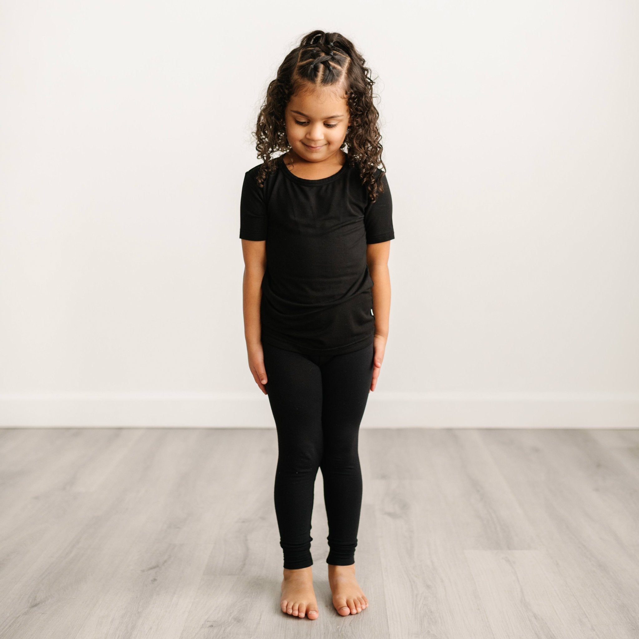 Black Two-Piece Short Sleeve Pajama Set