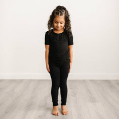 Black Two-Piece Short Sleeve Pajama Set