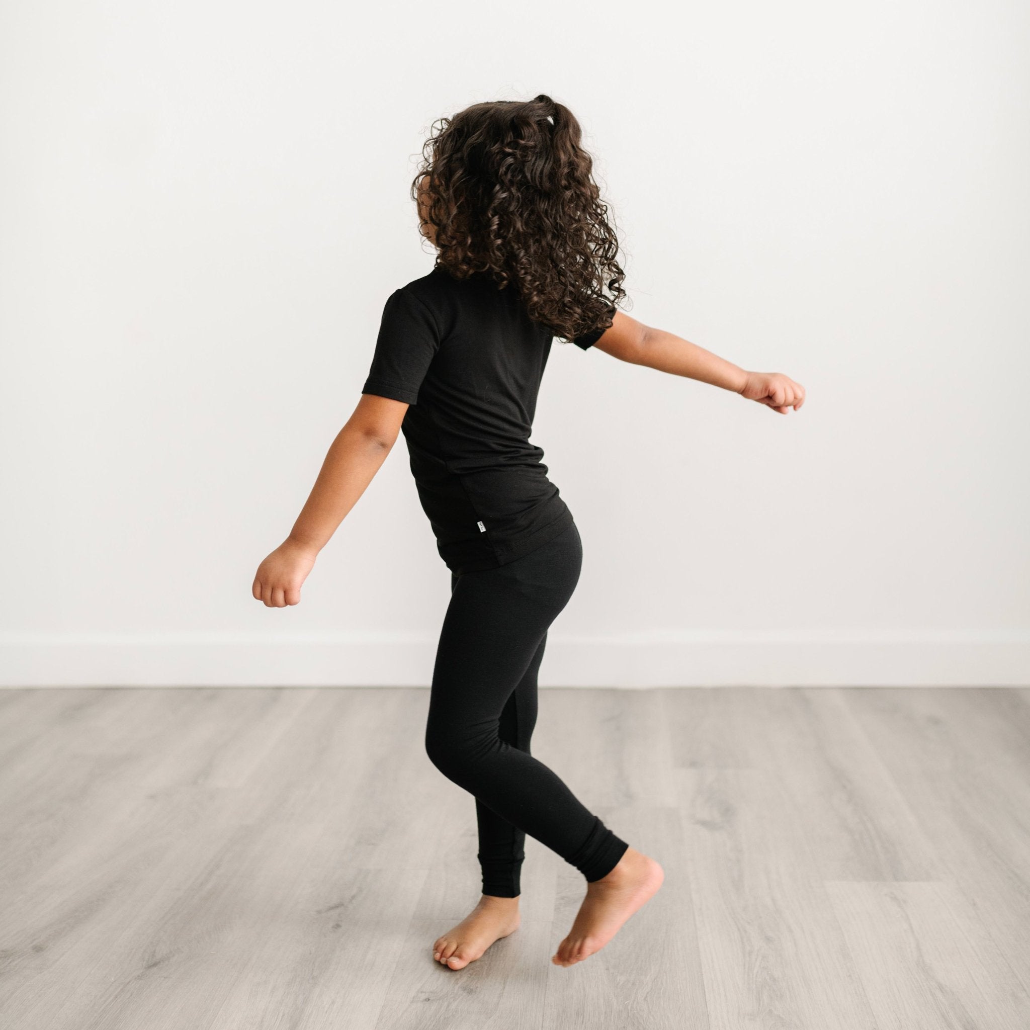 Black Two-Piece Short Sleeve Pajama Set