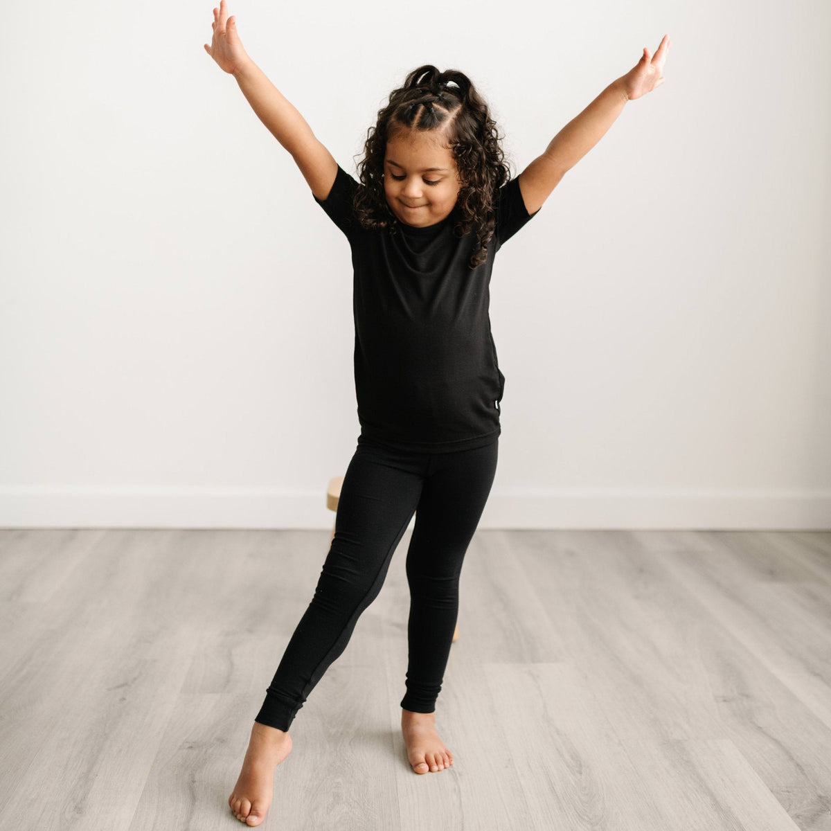 Black Two-Piece Short Sleeve Pajama Set