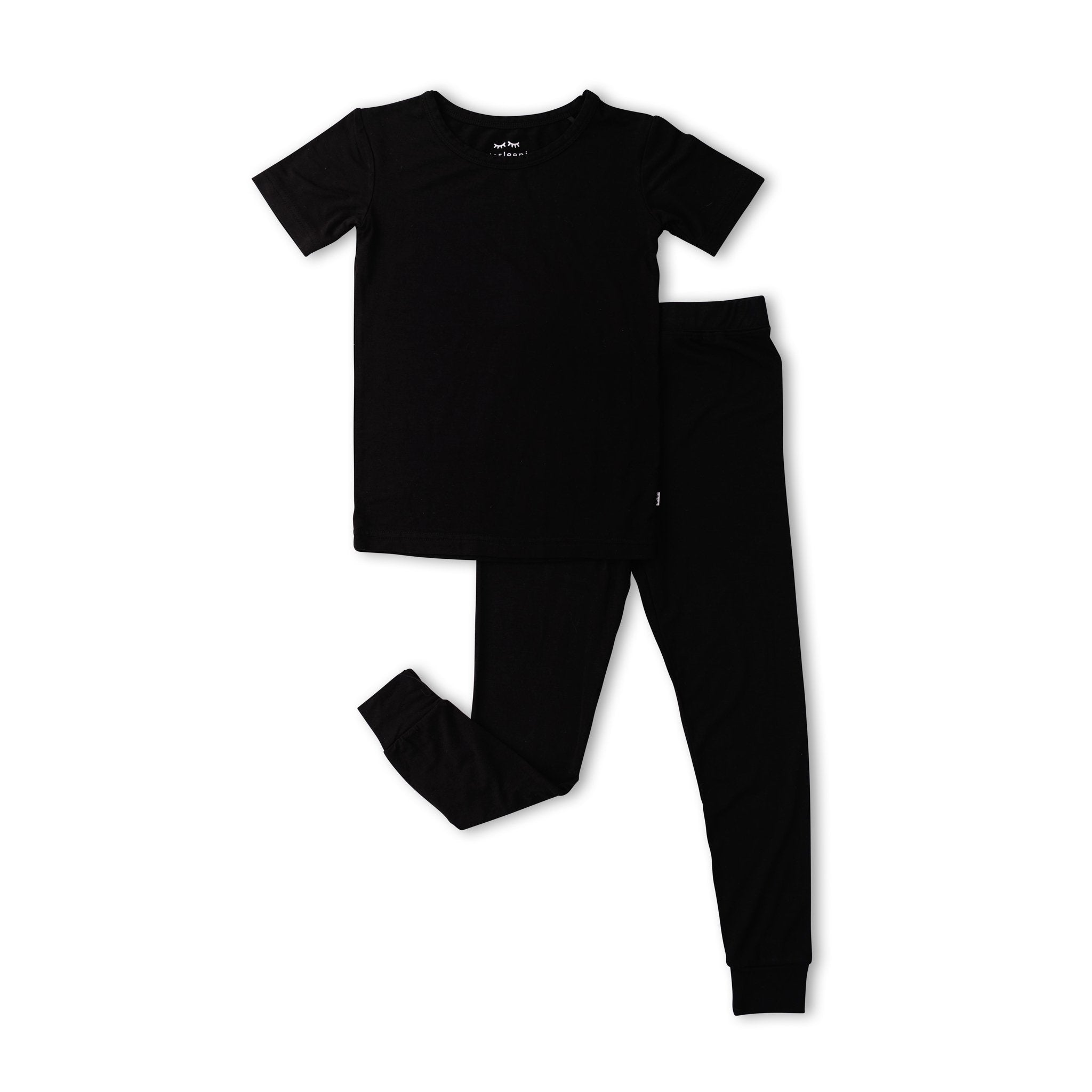 Black Two-Piece Short Sleeve Pajama Set