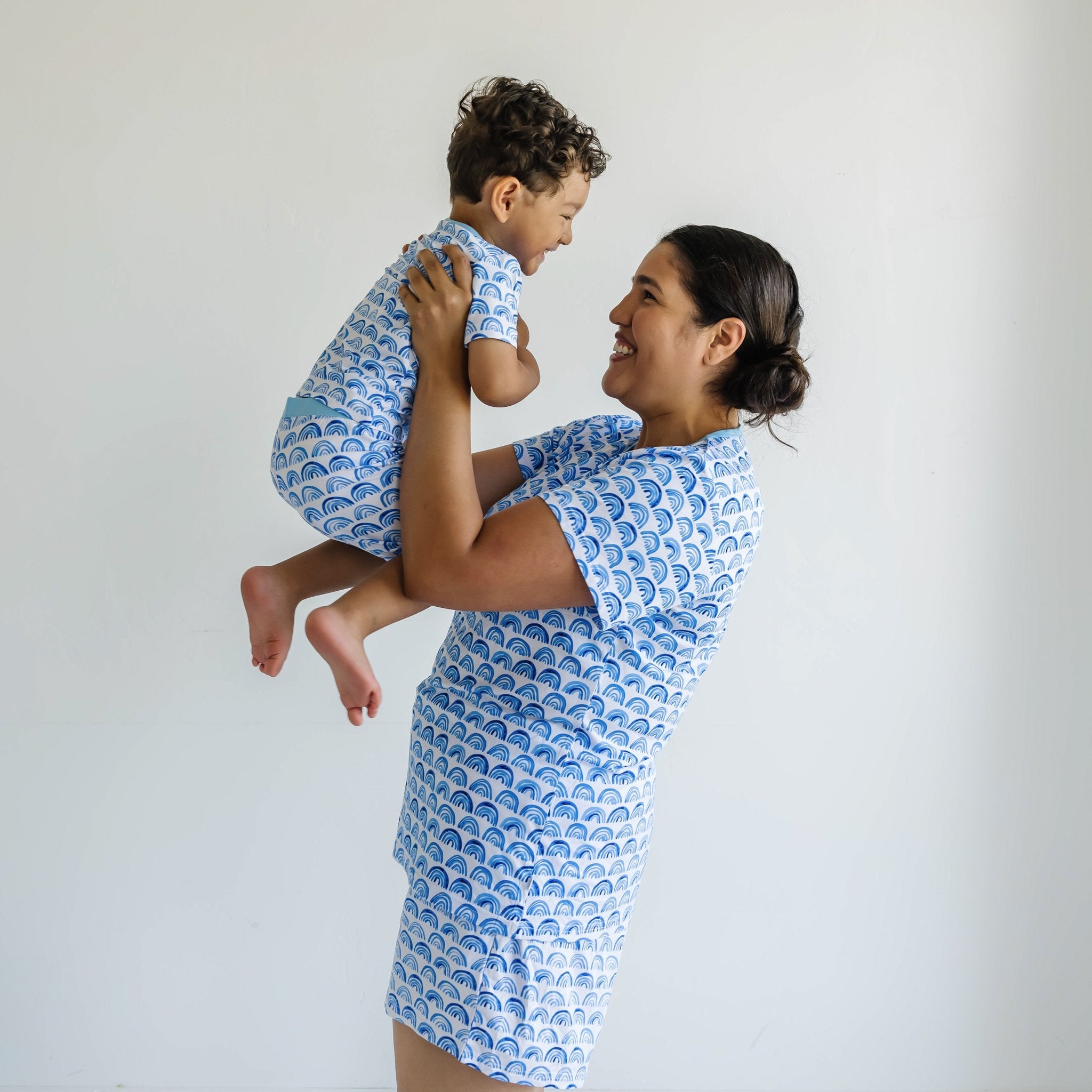 Blue Rainbows Two-Piece Short Sleeve & Shorts Pajama Set