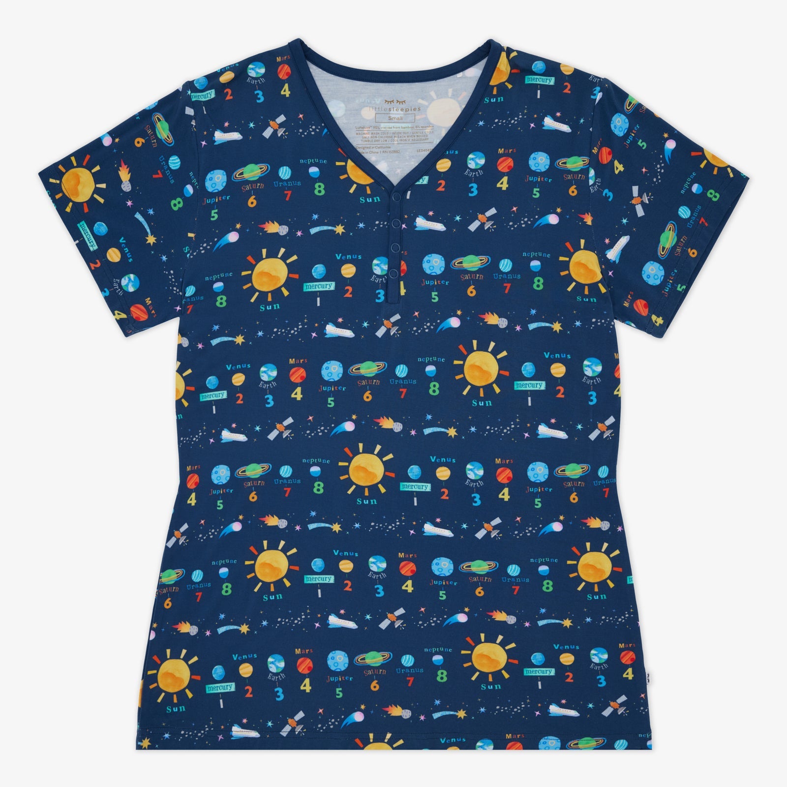 Solar Explorers Women's Short Sleeve Pajama Top