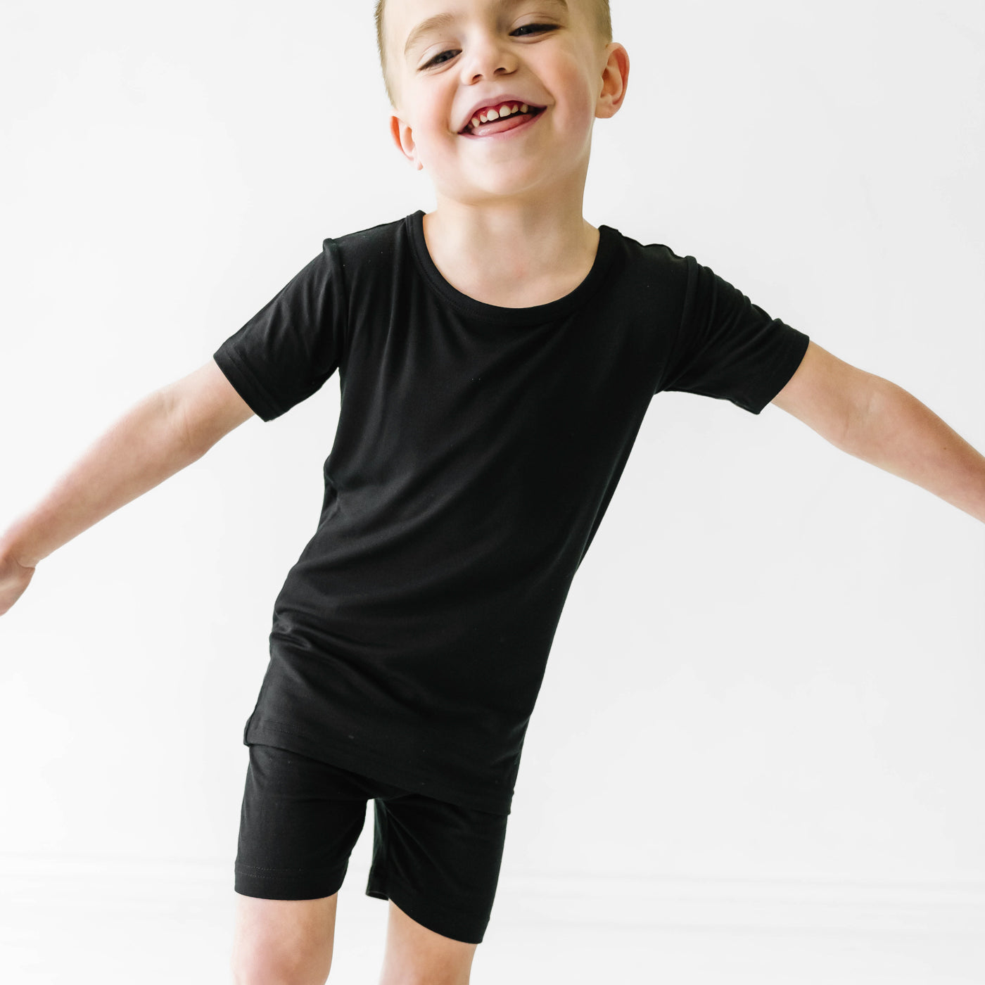 Black Two-Piece Short Sleeve & Shorts Pajama Set