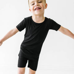 Black Two-Piece Short Sleeve & Shorts Pajama Set
