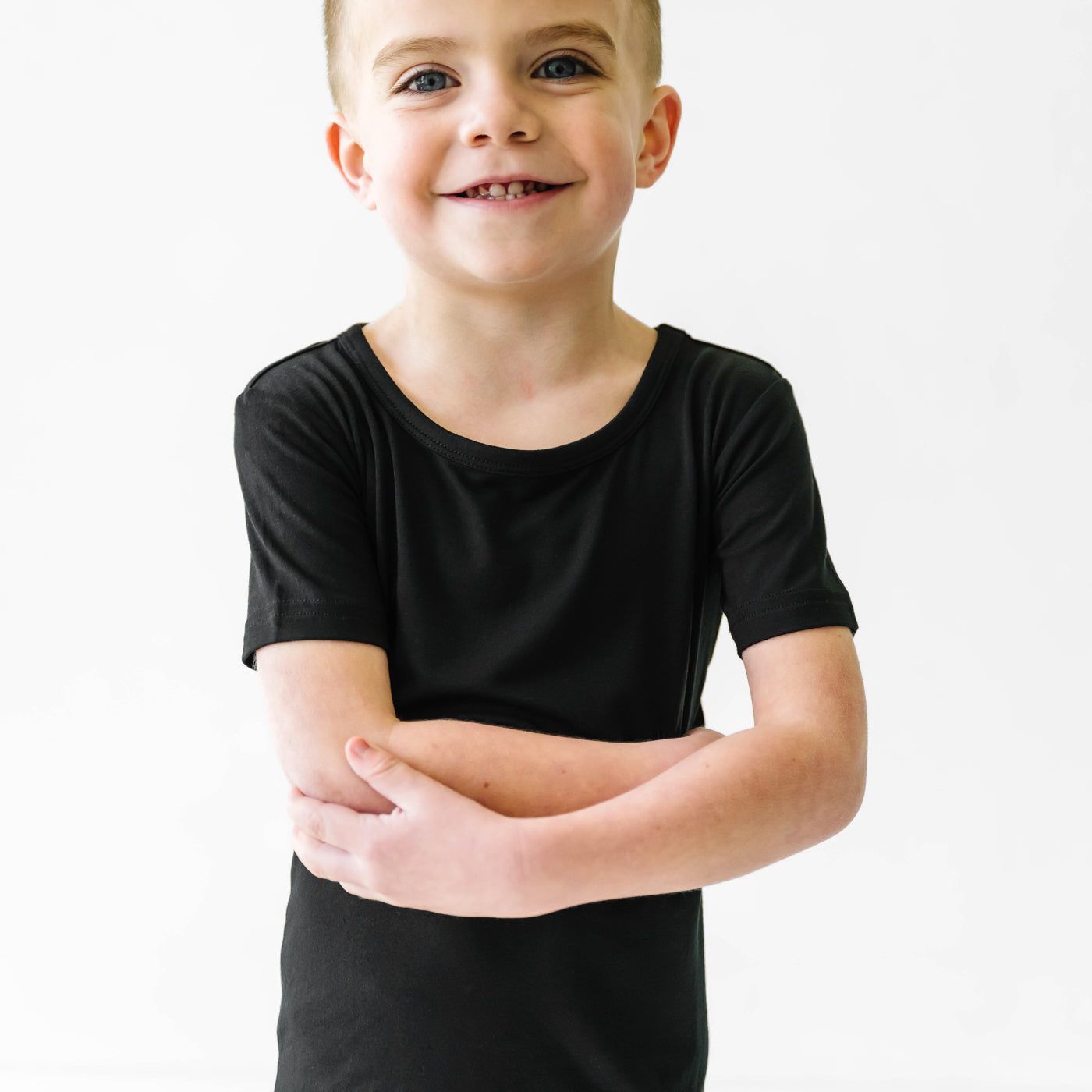 Black Two-Piece Short Sleeve & Shorts Pajama Set