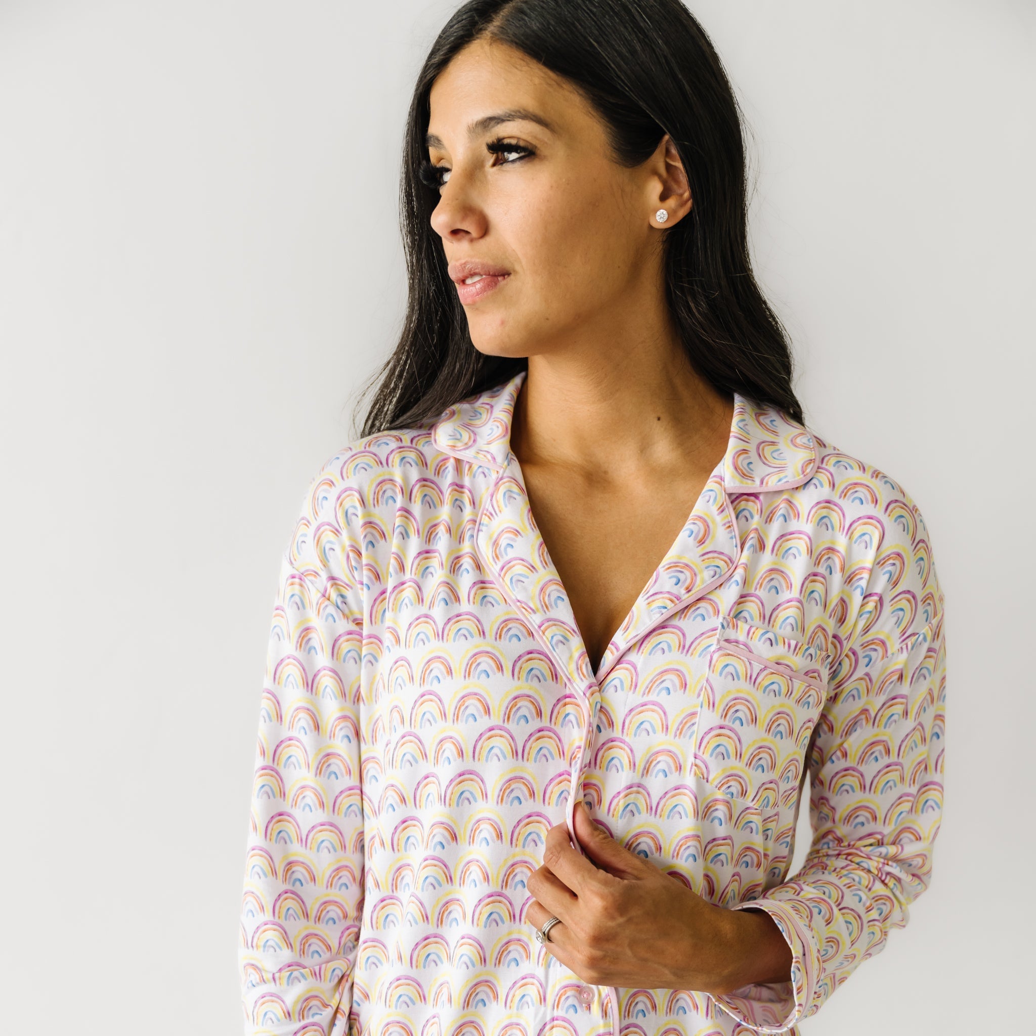 Pastel Rainbows Women's Long Sleeve Sleep Shirt
