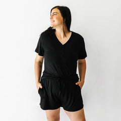 Black Women's Short Sleeve Pajama Top