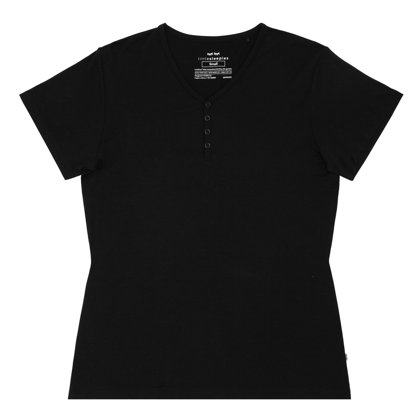 Black Women's Short Sleeve Pajama Top