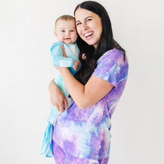 Purple Watercolor Women's Short Sleeve Pajama Top